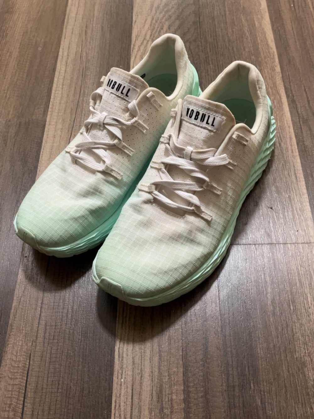 NOBULL Ripstop White/Teal Women’s 8.5 Athletic CrossFit/Cross Trainer Shoes